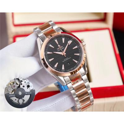 Replica Seamaster Japan Miyota 8215 Automatic Movement Mens Watch White Dial Two Tone Rose Gold A E209