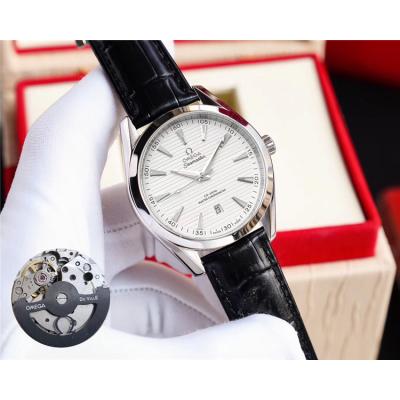 Replica Seamaster Japan Miyota 8215 Automatic Movement Mens Watch White Dial Leather Strap B E209