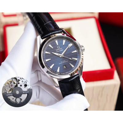 Replica Seamaster Japan Miyota 8215 Automatic Movement Mens Watch White Dial Leather Strap B E209