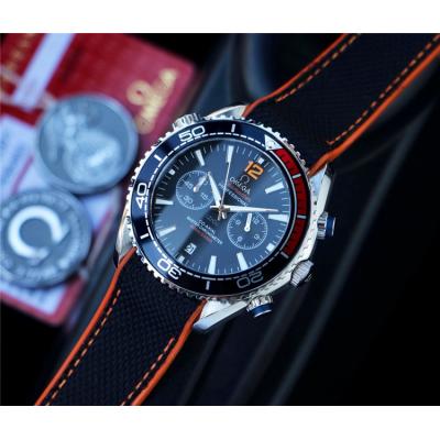 Replica Seamaster Japan Quartz Movement Mens Watch Blue Dial Leather Strap E211