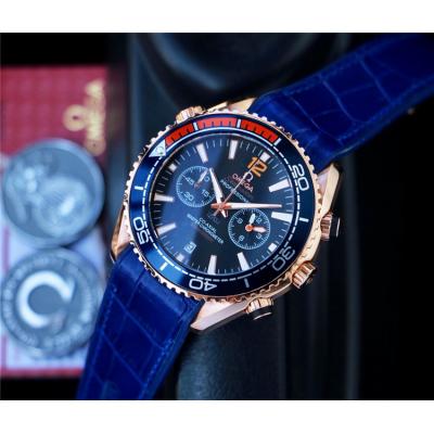 Replica Seamaster Japan Quartz Movement Mens Watch Blue Dial Leather Strap E211