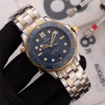 Replica Seamaster A21j Automatic Movement Mens Watch Blue Dial Two Tone Yellow Gold A E216