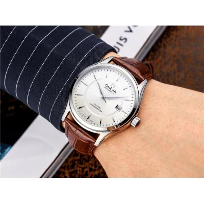 Replica De Ville A21j Automatic Movement Mens Watch Silver Dial Leather Strap A E218