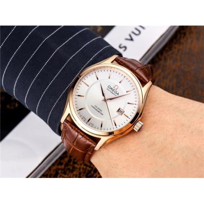 Replica De Ville A21j Automatic Movement Mens Watch Silver Dial Leather Strap A E218