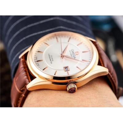 Replica De Ville A21j Automatic Movement Mens Watch Silver Dial Leather Strap A E218