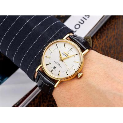 Replica De Ville Japan Miyota 8215 Automatic Movement Mens Watch White Dial Leather Strap E222