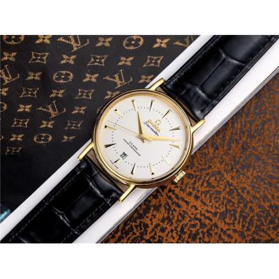 Replica De Ville Japan Miyota 8215 Automatic Movement Mens Watch White Dial Leather Strap E222