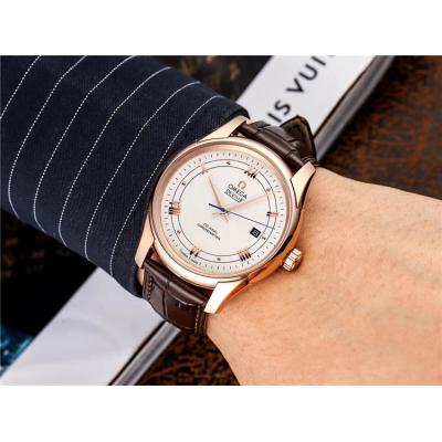 Replica De Ville Japan Miyota 8215 Automatic Movement Mens Watch White Dial Leather Strap E227