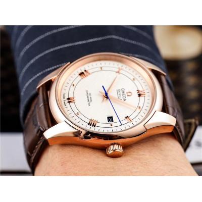 Replica De Ville Japan Miyota 8215 Automatic Movement Mens Watch White Dial Leather Strap E227