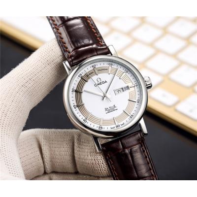 Replica De Ville Japan Miyota 8215 Automatic Movement Mens Watch White Dial Leather Strap E228