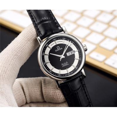 Replica De Ville Japan Miyota 8215 Automatic Movement Mens Watch White Dial Leather Strap E228