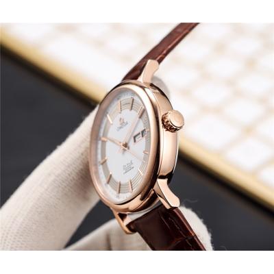 Replica De Ville Japan Miyota 8215 Automatic Movement Mens Watch White Dial Leather Strap E228