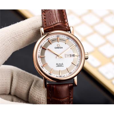 Replica De Ville Japan Miyota 8215 Automatic Movement Mens Watch White Dial Leather Strap E228