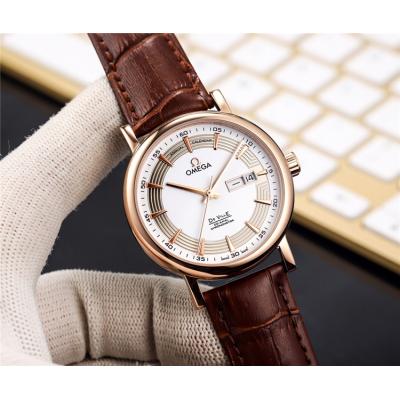 Replica De Ville Japan Miyota 8215 Automatic Movement Mens Watch White Dial Leather Strap E228