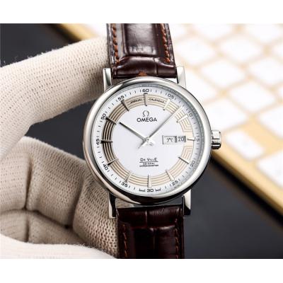 Replica De Ville Japan Miyota 8215 Automatic Movement Mens Watch White Dial Leather Strap E228