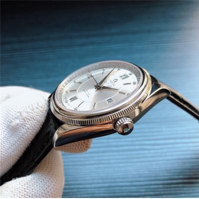 Replica De Ville Japan Miyota 8215 Automatic Movement Mens Watch Silver Dial Leather Strap E234