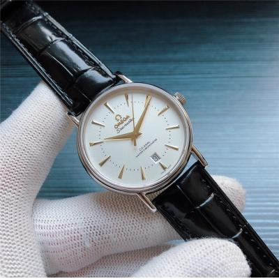 Replica Seamaster Japan Miyota 8215 Automatic Movement Mens Watch White Dial Leather Strap E235