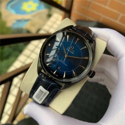 Replica Seamaster A2813 Automatic Movement Mens Watch Blue Dial Leather Strap A E253