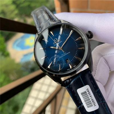 Replica Seamaster A2813 Automatic Movement Mens Watch Blue Dial Leather Strap A E253