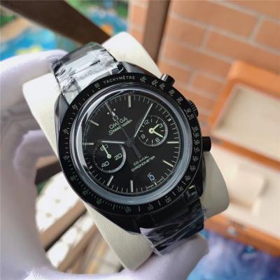 Replica Speedmaster A21j Automatic Movement Mens Watch Black Dial PVD Steel A E257