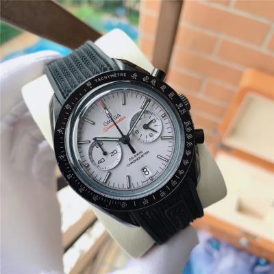 Replica Speedmaster A21j Automatic Movement Mens Watch Black Dial Rubber Strap B E257