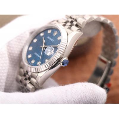 EWF Datejust 36 126234 A3235 Automatic Unisex Watch Fluted Blue Logo Diamonds 904L SS Jubilee Bracelet Best Edition