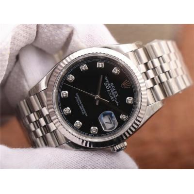 EWF Datejust 36 126234 A3235 Automatic Unisex Watch Fluted Bezel Black Diamonds 904L SS Jubilee Bracelet Best Edition