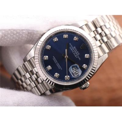 EWF Datejust 36 126234 A3235 Automatic Unisex Watch Fluted Bezel Blue Diamonds 904L SS Jubilee Bracelet Best Edition