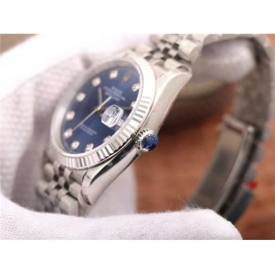 EWF Datejust 36 126234 A3235 Automatic Unisex Watch Fluted Bezel Blue Diamonds 904L SS Jubilee Bracelet Best Edition