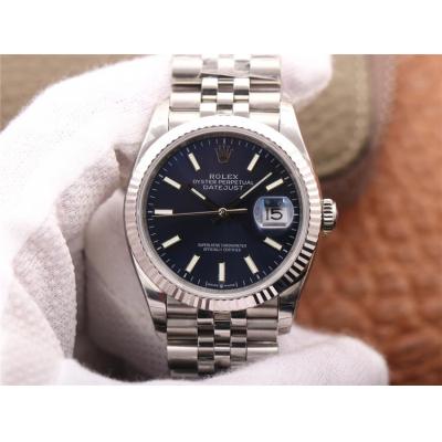 EWF Datejust 36 126234 A3235 Automatic Unisex Watch Fluted Bezel Blue Stick 904L SS Jubilee Bracelet Best Edition