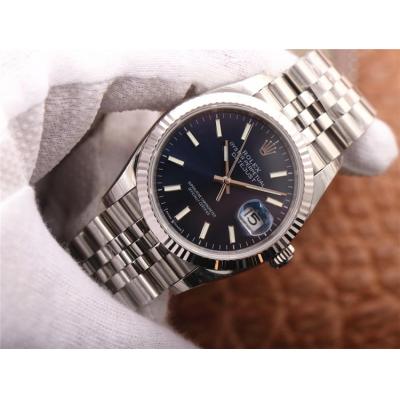 EWF Datejust 36 126234 A3235 Automatic Unisex Watch Fluted Bezel Blue Stick 904L SS Jubilee Bracelet Best Edition