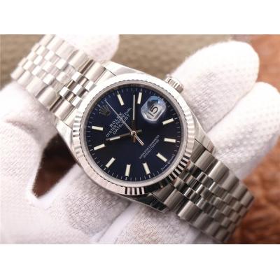 EWF Datejust 36 126234 A3235 Automatic Unisex Watch Fluted Bezel Blue Stick 904L SS Jubilee Bracelet Best Edition