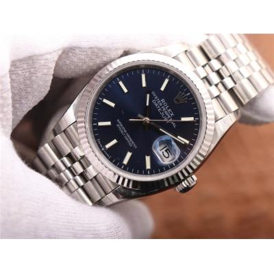 EWF Datejust 36 126234 A3235 Automatic Unisex Watch Fluted Bezel Blue Stick 904L SS Jubilee Bracelet Best Edition