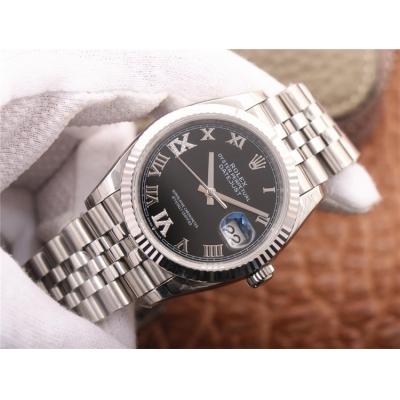 EWF Datejust 36 126234 A3235 Automatic Unisex Watch Fluted Gray Roman Diamonds 904L SS Jubilee Bracelet Best Edition