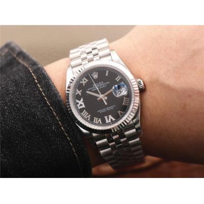 EWF Datejust 36 126234 A3235 Automatic Unisex Watch Fluted Gray Roman Diamonds 904L SS Jubilee Bracelet Best Edition