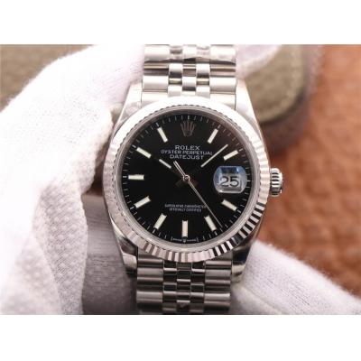 EWF Datejust 36 126234 A3235 Automatic Unisex Watch Fluted Bezel Black Stick 904L SS Jubilee Bracelet Best Edition