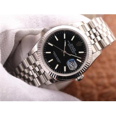 EWF Datejust 36 126234 A3235 Automatic Unisex Watch Fluted Bezel Black Stick 904L SS Jubilee Bracelet Best Edition