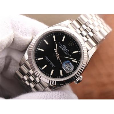 EWF Datejust 36 126234 A3235 Automatic Unisex Watch Fluted Bezel Black Stick 904L SS Jubilee Bracelet Best Edition