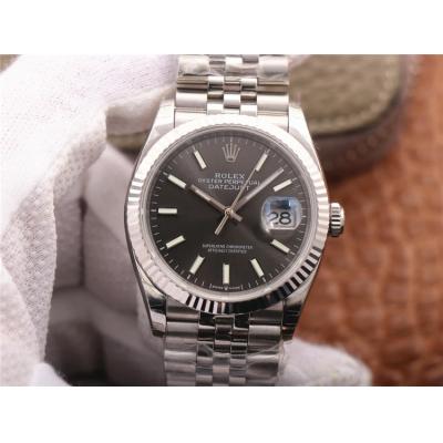 EWF Datejust 36 126234 A3235 Automatic Unisex Watch Fluted Bezel Gray Stick 904L SS Jubilee Bracelet Best Edition