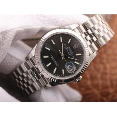 EWF Datejust 36 126234 A3235 Automatic Unisex Watch Fluted Bezel Gray Stick 904L SS Jubilee Bracelet Best Edition