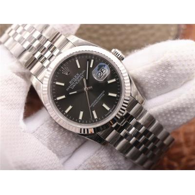 EWF Datejust 36 126234 A3235 Automatic Unisex Watch Fluted Bezel Gray Stick 904L SS Jubilee Bracelet Best Edition