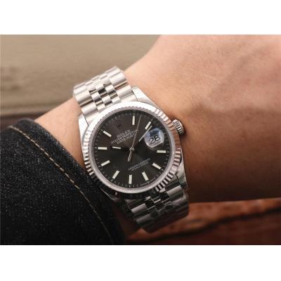 EWF Datejust 36 126234 A3235 Automatic Unisex Watch Fluted Bezel Gray Stick 904L SS Jubilee Bracelet Best Edition