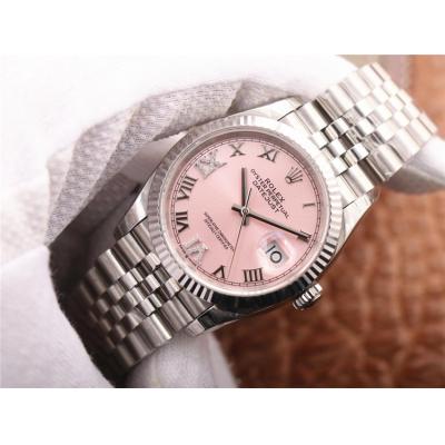 EWF Datejust 36 126234 A3235 Automatic Unisex Watch Fluted Pink Roman Diamonds 904L SS Jubilee Bracelet Best Edition