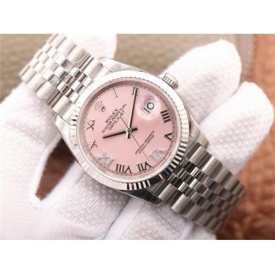 EWF Datejust 36 126234 A3235 Automatic Unisex Watch Fluted Pink Roman Diamonds 904L SS Jubilee Bracelet Best Edition