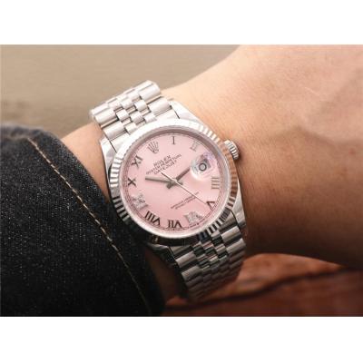 EWF Datejust 36 126234 A3235 Automatic Unisex Watch Fluted Pink Roman Diamonds 904L SS Jubilee Bracelet Best Edition