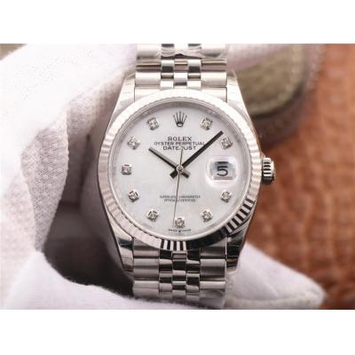 EWF Datejust 36 126234 A3235 Automatic Unisex Watch Fluted Bezel MOP Diamonds 904L SS Jubilee Bracelet Best Edition