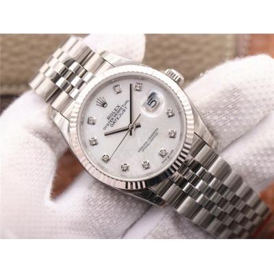 EWF Datejust 36 126234 A3235 Automatic Unisex Watch Fluted Bezel MOP Diamonds 904L SS Jubilee Bracelet Best Edition