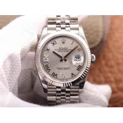 EWF Datejust 36 126234 A3235 Automatic Unisex Watch Fluted Silver Roman Diamond 904L SS Jubilee Bracelet Best Edition