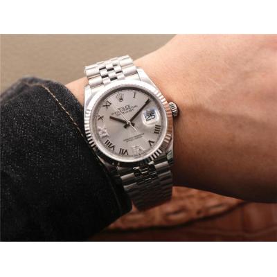 EWF Datejust 36 126234 A3235 Automatic Unisex Watch Fluted Silver Roman Diamond 904L SS Jubilee Bracelet Best Edition