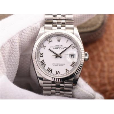 EWF Datejust 36 126234 A3235 Automatic Unisex Watch Fluted Bezel White Roman 904L SS Jubilee Bracelet Best Edition